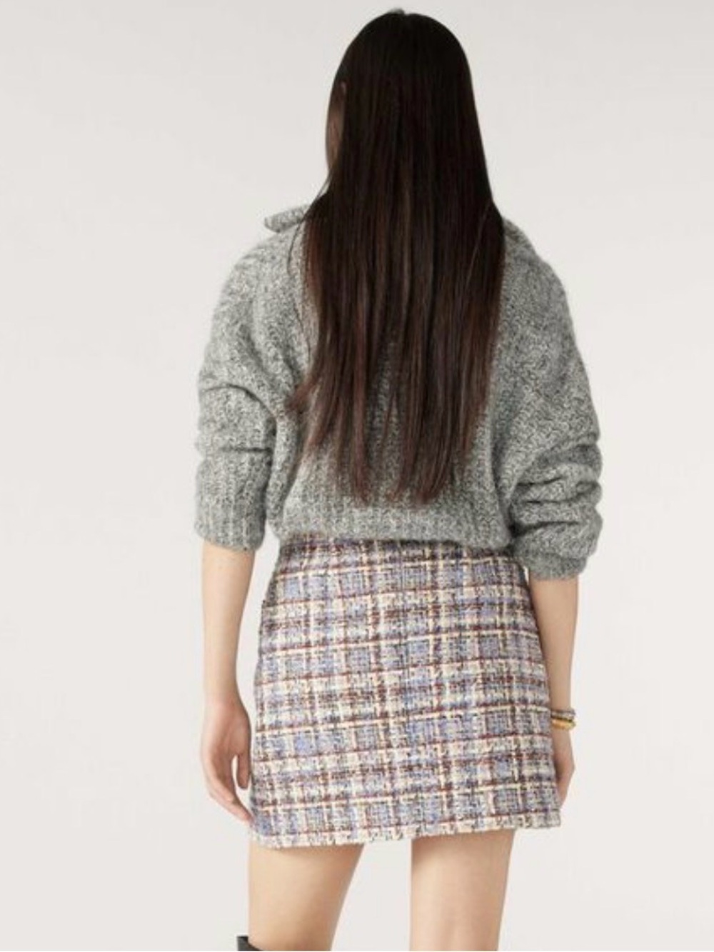 Ba&sh Texas Tweed Mini Skirt in a multicolor 40 woven design 1960s retro - Picture 2 of 14
